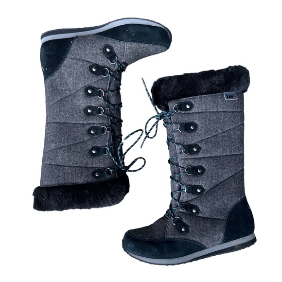 L.L. Bean Carrabassett Tall Insulated Waterproof Grey Black Snow Boots Size 6.5 - Picture 3 of 7